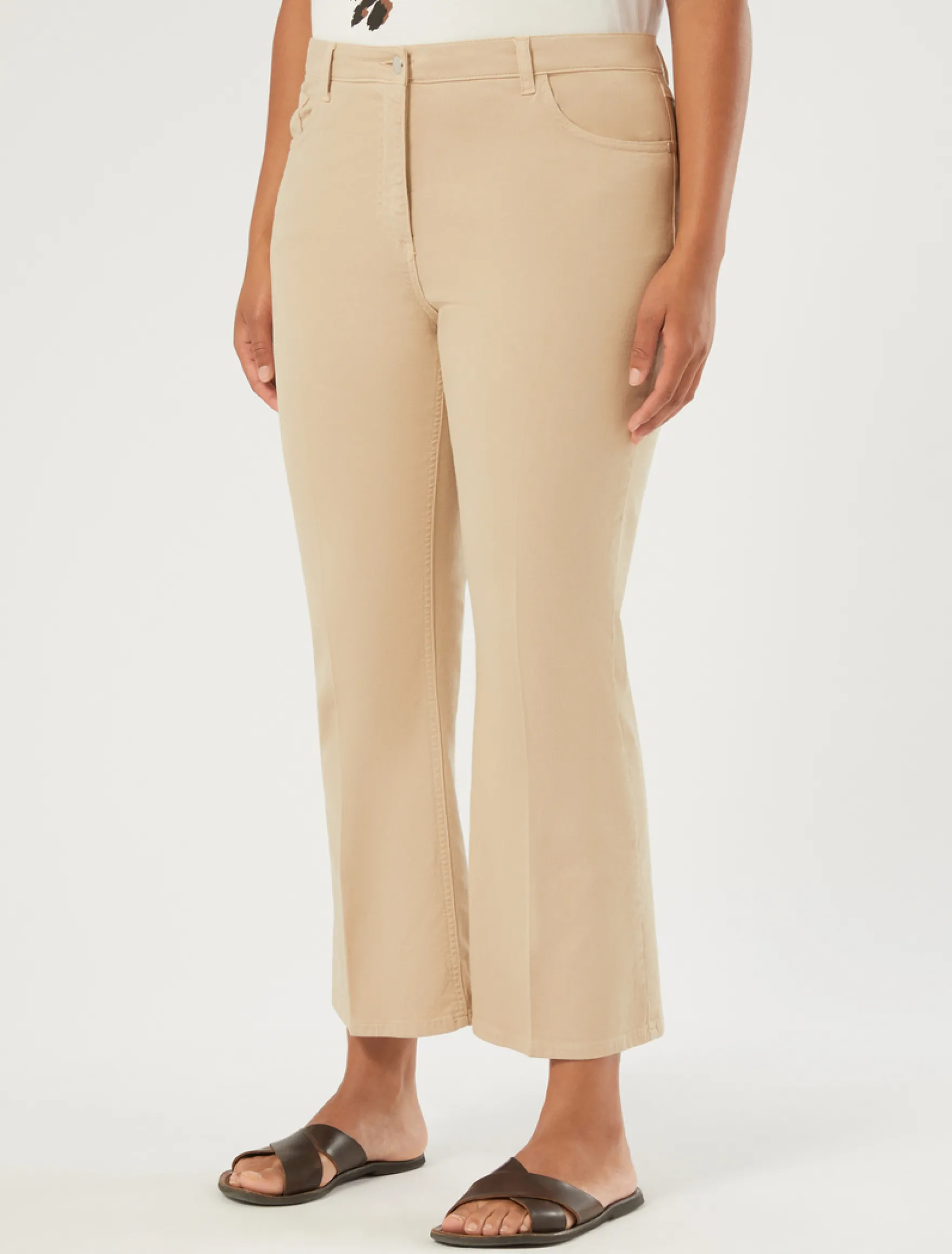 Pantaloni flare in drill di cotone - BEIGE