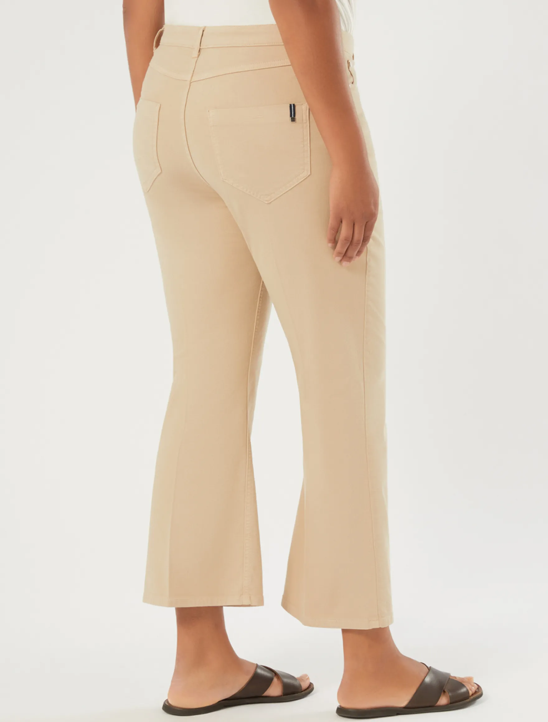 Pantaloni flare in drill di cotone - BEIGE