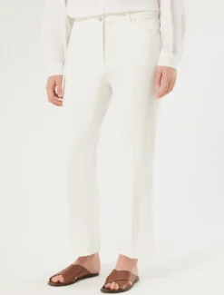 Pantaloni flare in drill di cotone - BIANCO