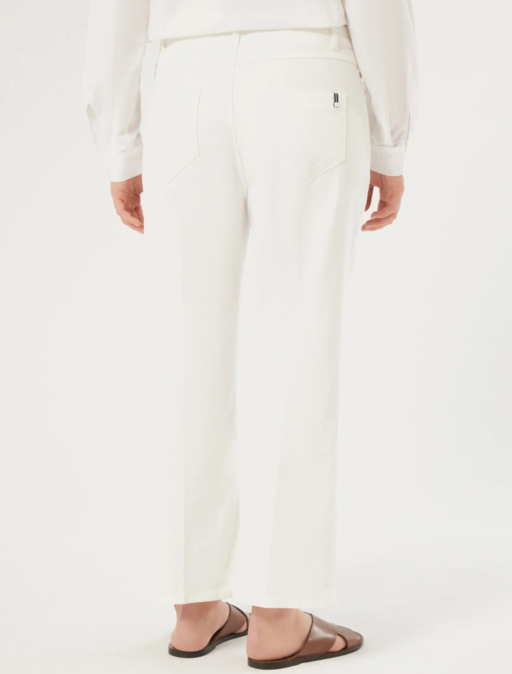 Pantaloni flare in drill di cotone - BIANCO