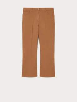 Pantaloni flare in drill di cotone - CARAMELLO