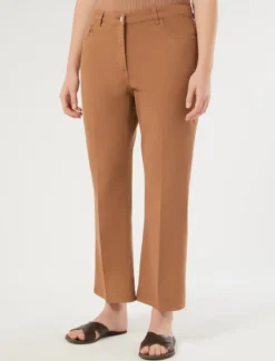 Pantaloni flare in drill di cotone - CARAMELLO