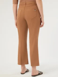 Pantaloni flare in drill di cotone - CARAMELLO