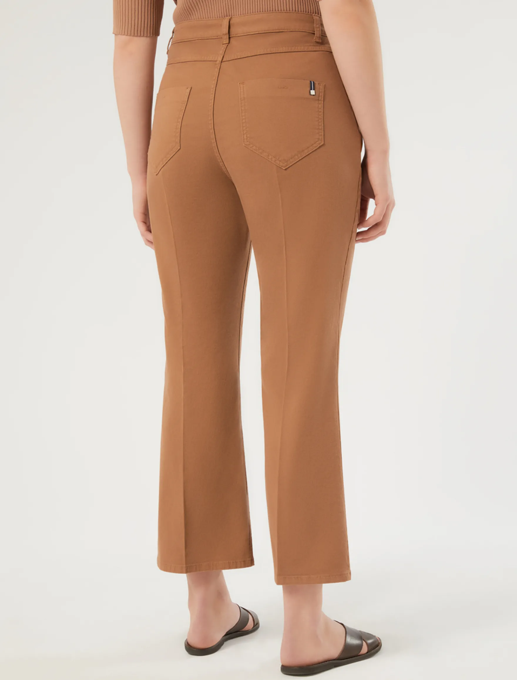 Pantaloni flare in drill di cotone - CARAMELLO