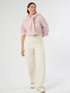 Pantaloni in bull di cotone - LATTE