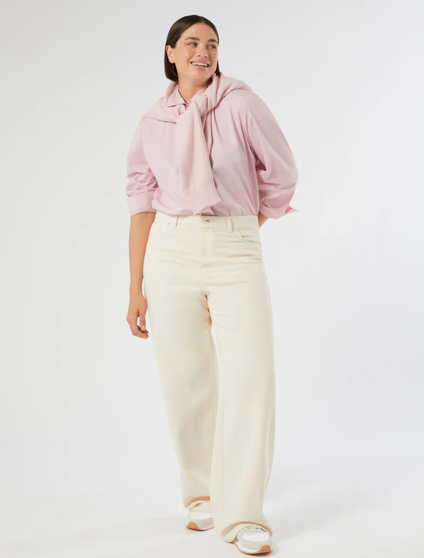 Pantaloni in bull di cotone - LATTE