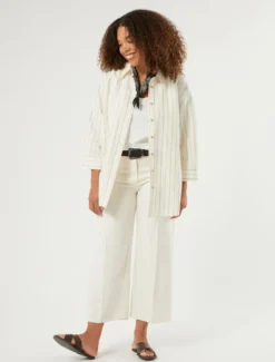 Pantaloni in bull di tencel - BIANCO