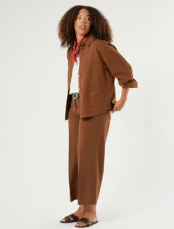 Pantaloni in bull di tencel - MARRONE