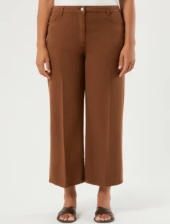 Pantaloni in bull di tencel - MARRONE