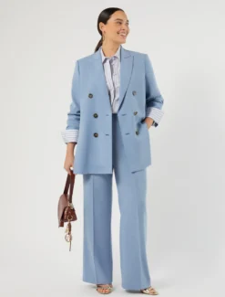Pantaloni in cady mélange - AZZURRO