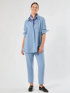 Pantaloni in cady mélange - AZZURRO