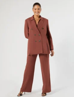Pantaloni in cady mélange - MATTONE ROSSO