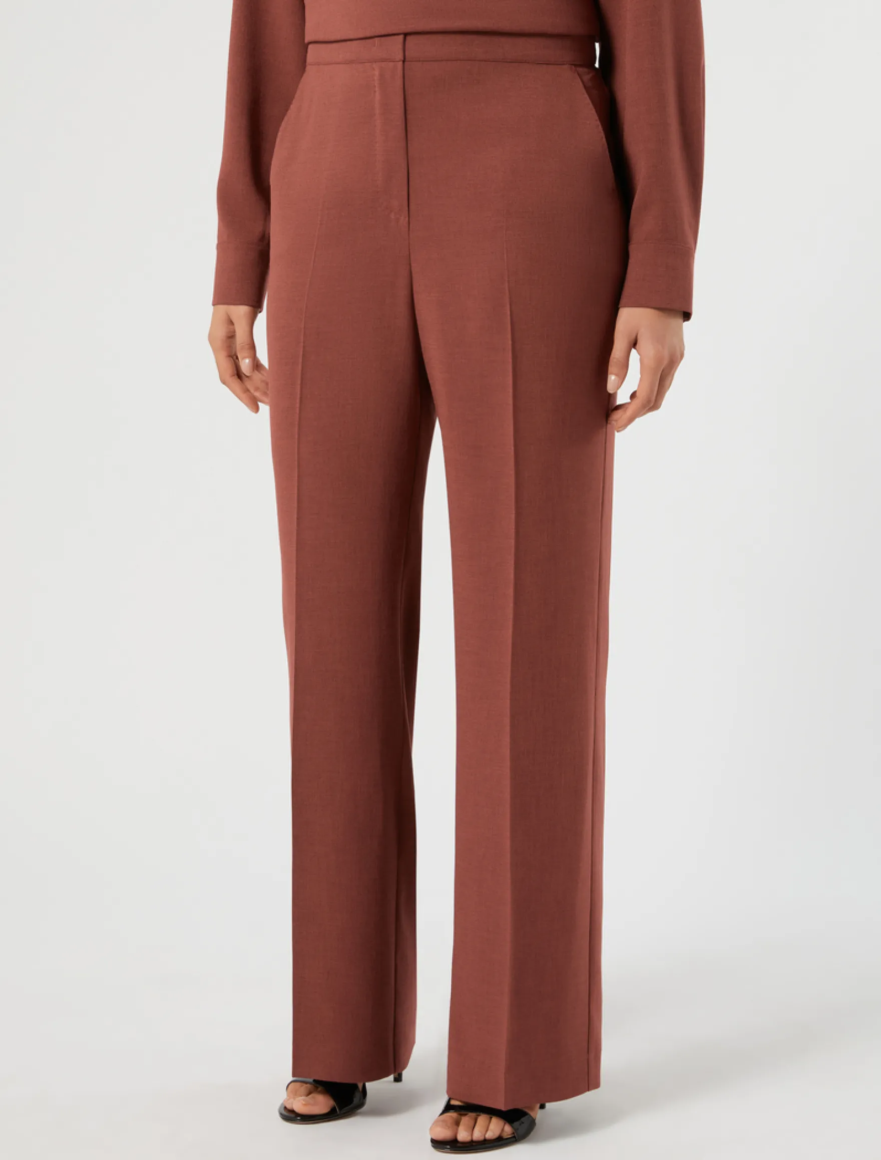 Pantaloni in cady mélange - MATTONE ROSSO