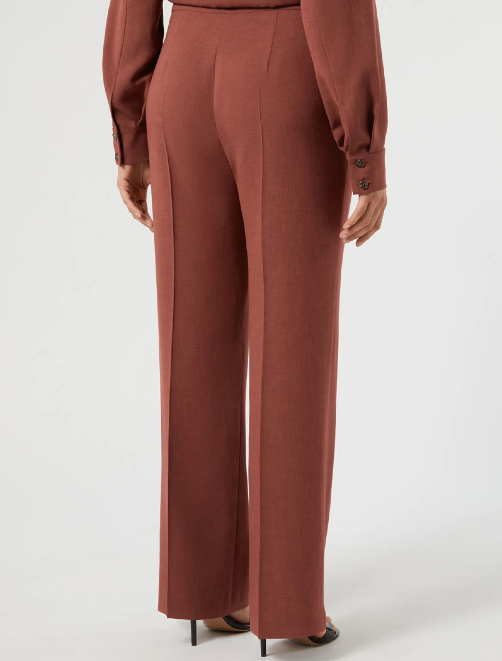 Pantaloni in cady mélange - MATTONE ROSSO