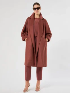 Pantaloni in cady mélange - MATTONE ROSSO