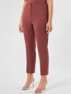 Pantaloni in cady mélange - MATTONE ROSSO
