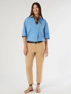 Pantaloni in cotone stretch - BEIGE