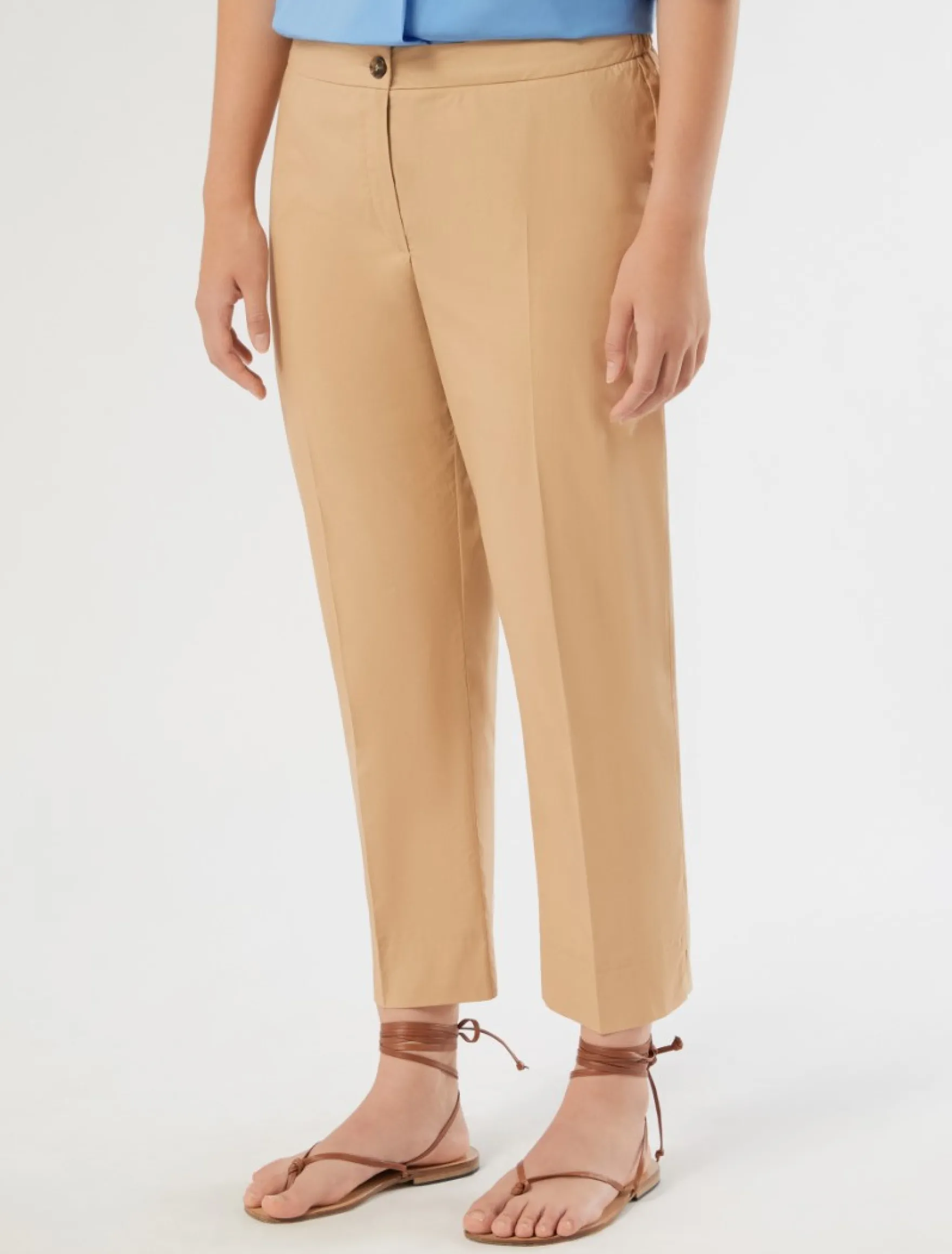 Pantaloni in cotone stretch - BEIGE