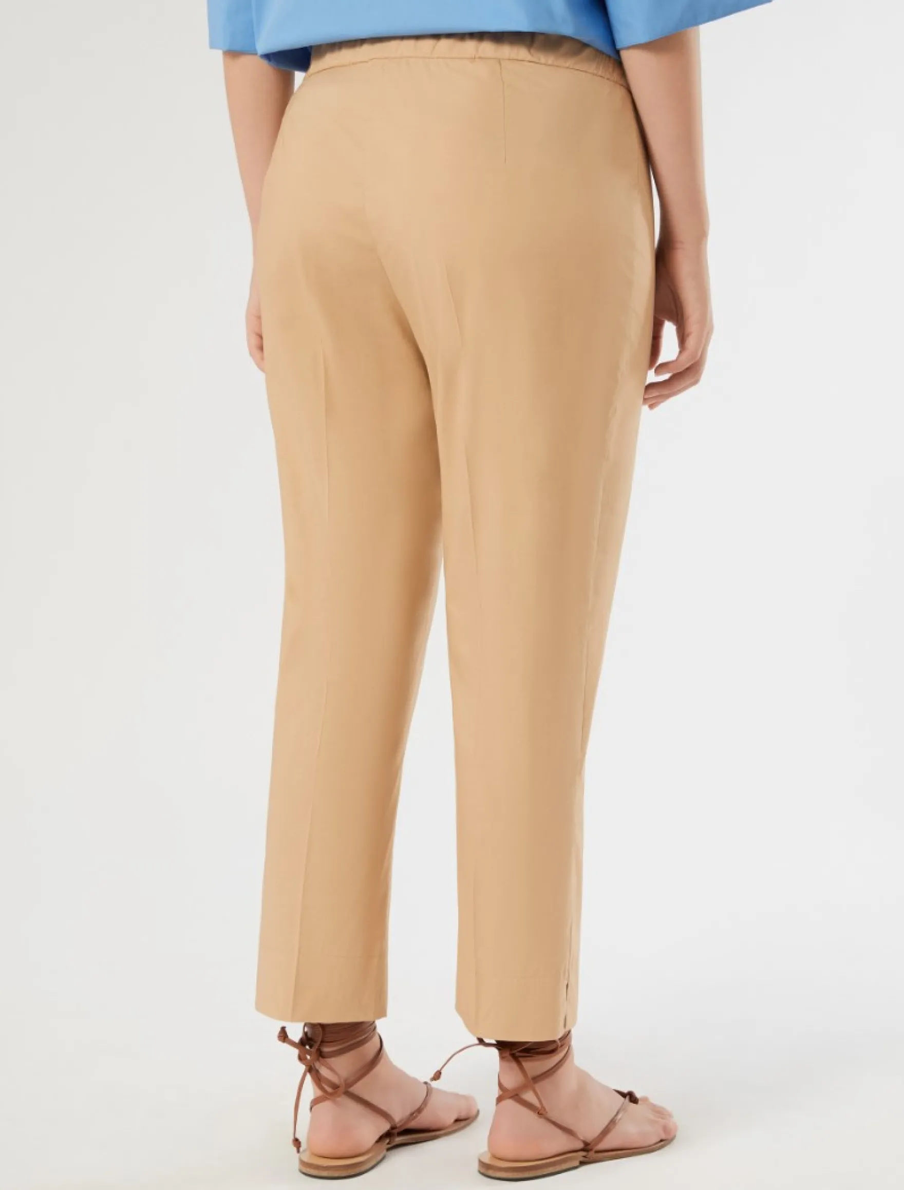 Pantaloni in cotone stretch - BEIGE