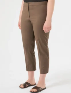 Pantaloni in cotone stretch - CACAO