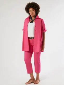 Pantaloni in cotone stretch - FUXIA