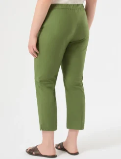 Pantaloni in cotone stretch - VERDE OLIVA