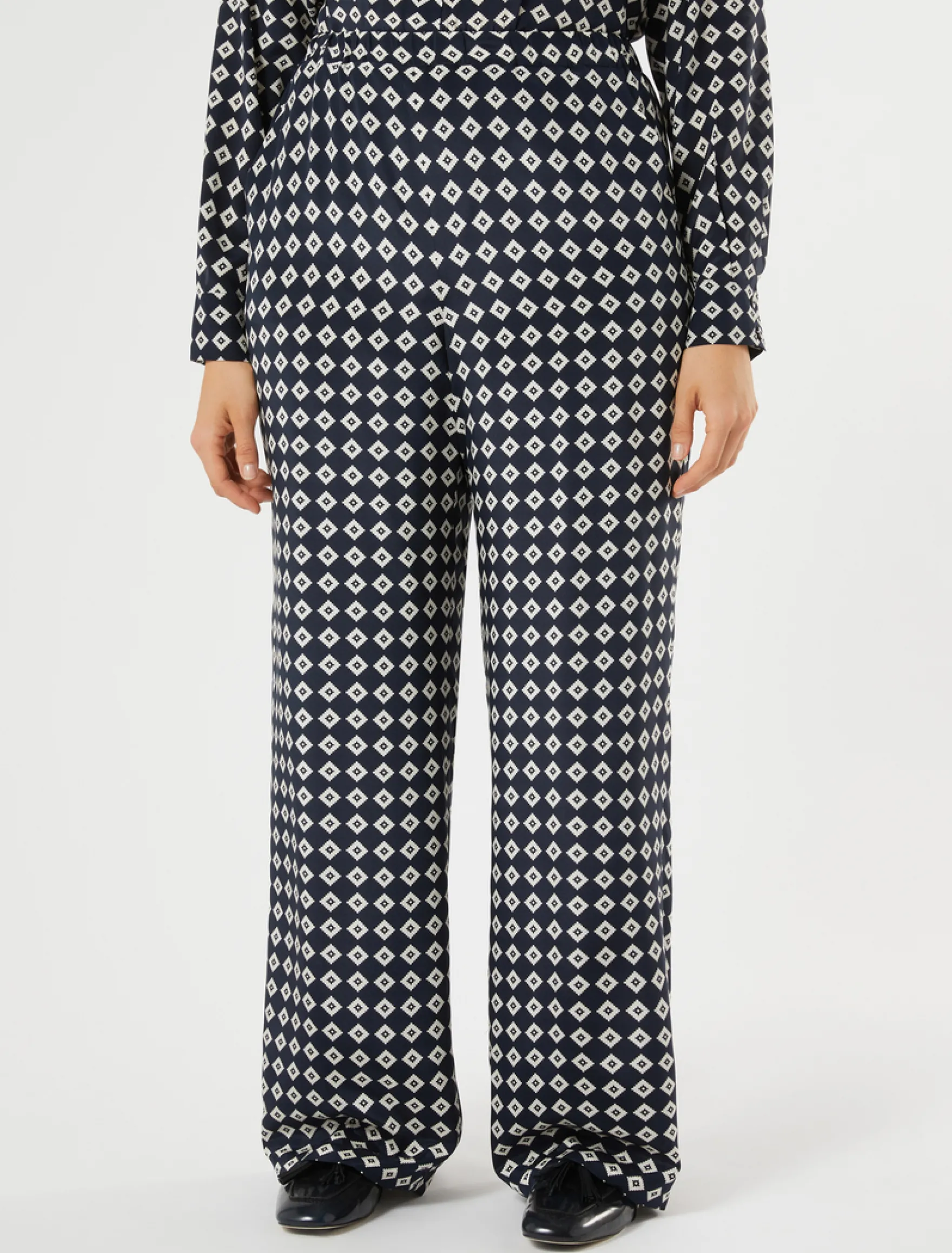 Pantaloni in crêpe de Chine di seta - BLU NOTTE