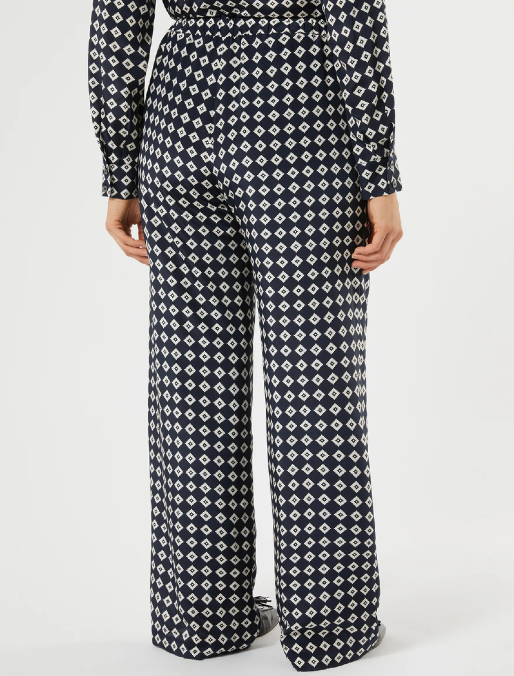 Pantaloni in crêpe de Chine di seta - BLU NOTTE