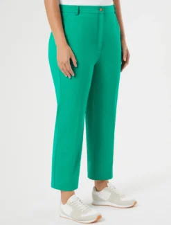 Pantaloni in doppia tela di cotone - VERDE SMERALDO