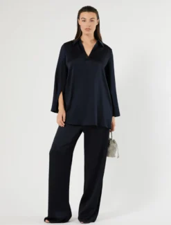 Pantaloni in envers satin - BLU NOTTE