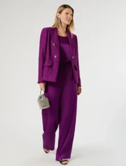 Pantaloni in envers satin - FUXIA VIOLA