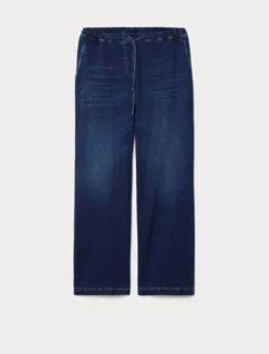 Pantaloni in felpa denim stretch - BLU NOTTE