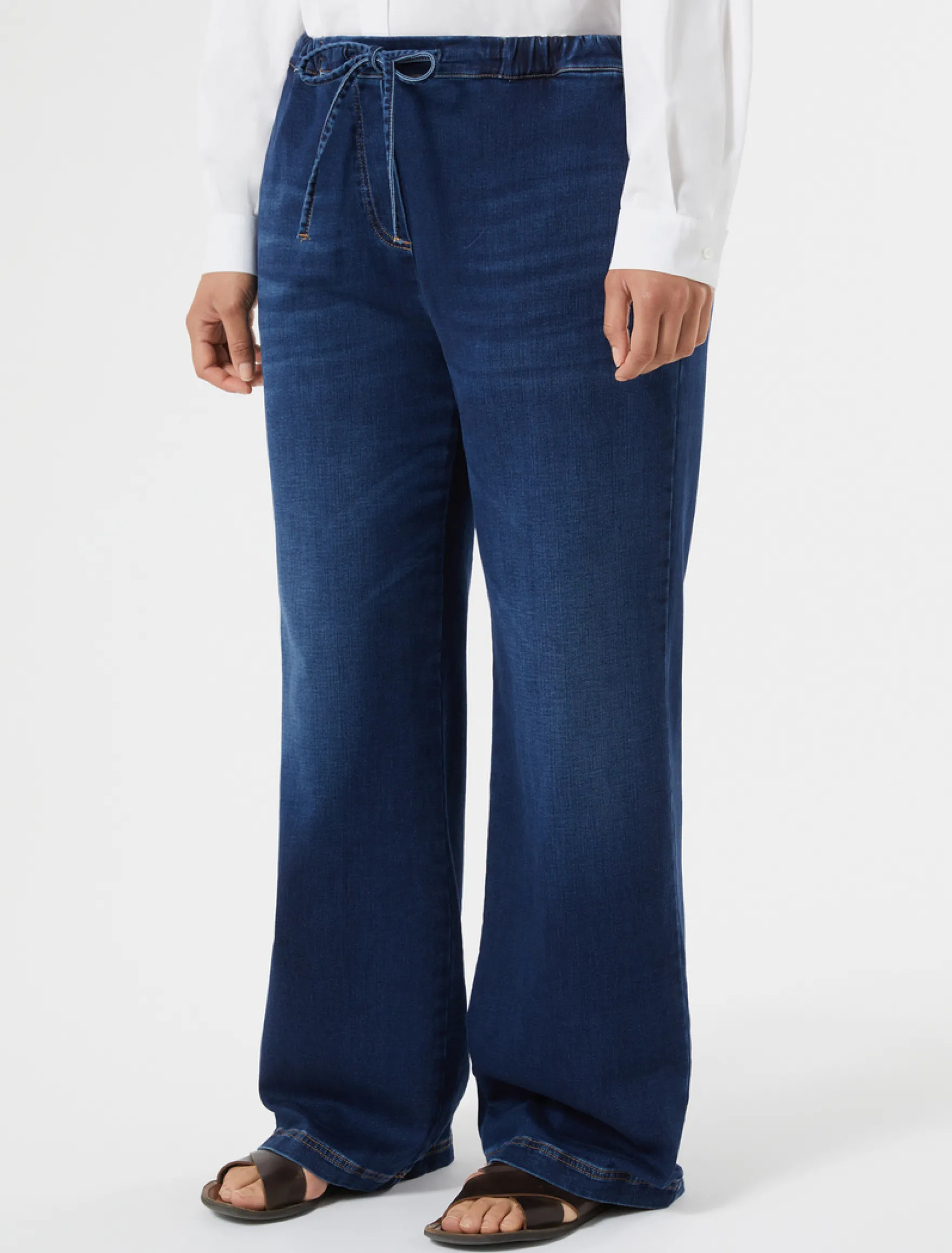 Pantaloni in felpa denim stretch - BLU NOTTE