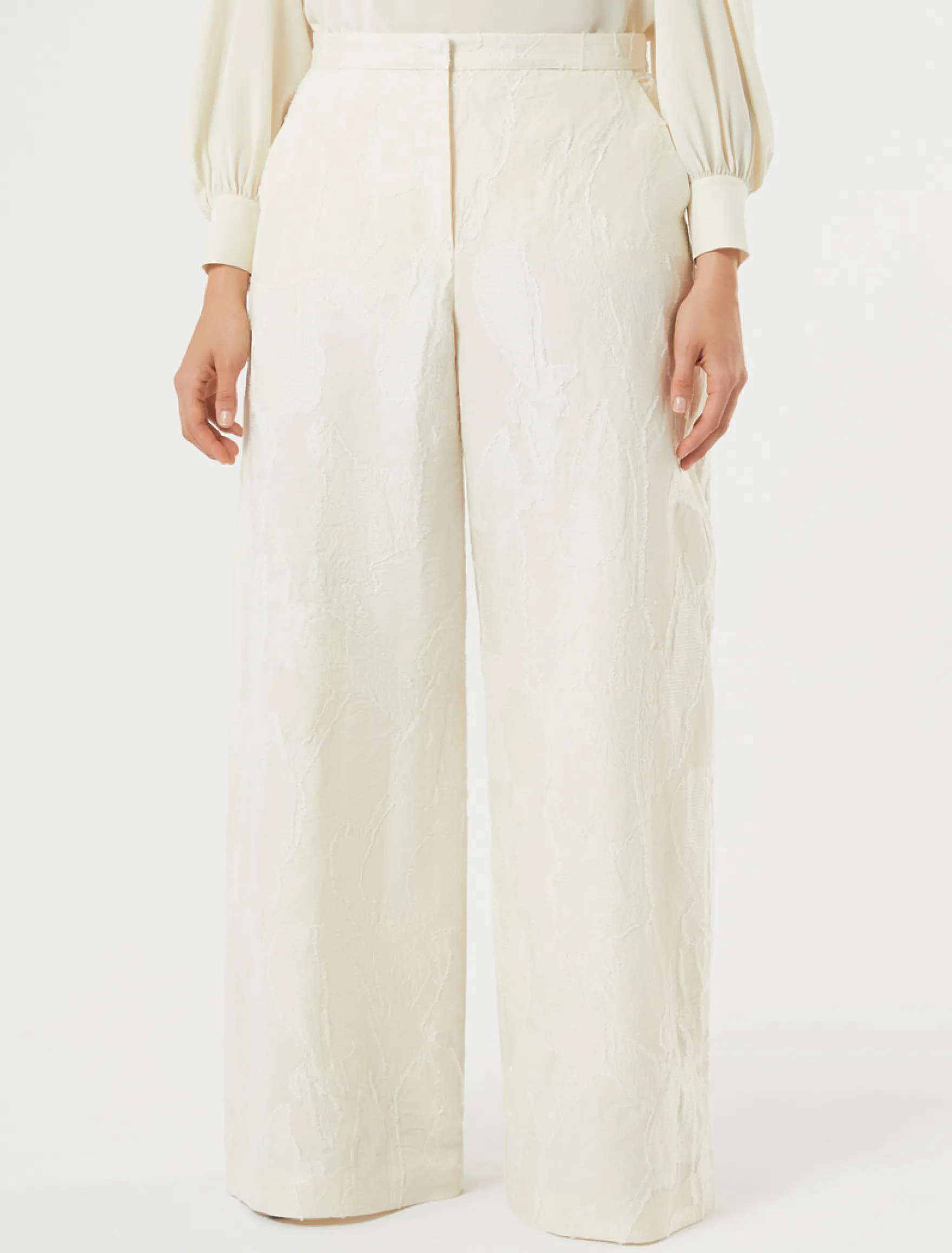 Pantaloni in fil coupé - BIANCO AVORIO