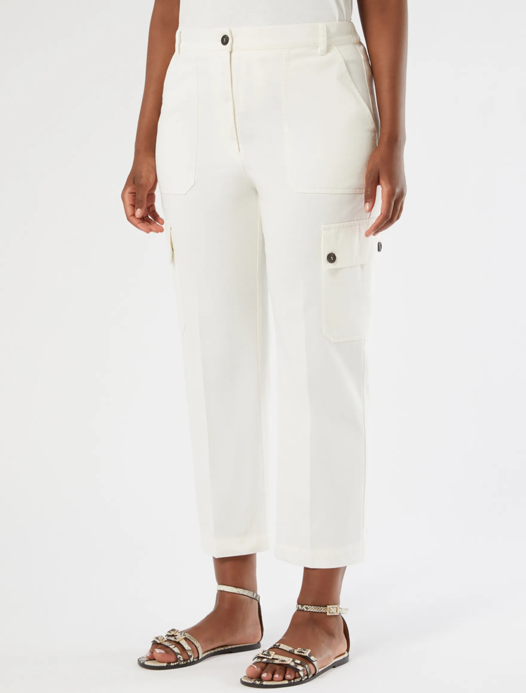 Pantaloni in gabardina di cotone - AVORIO