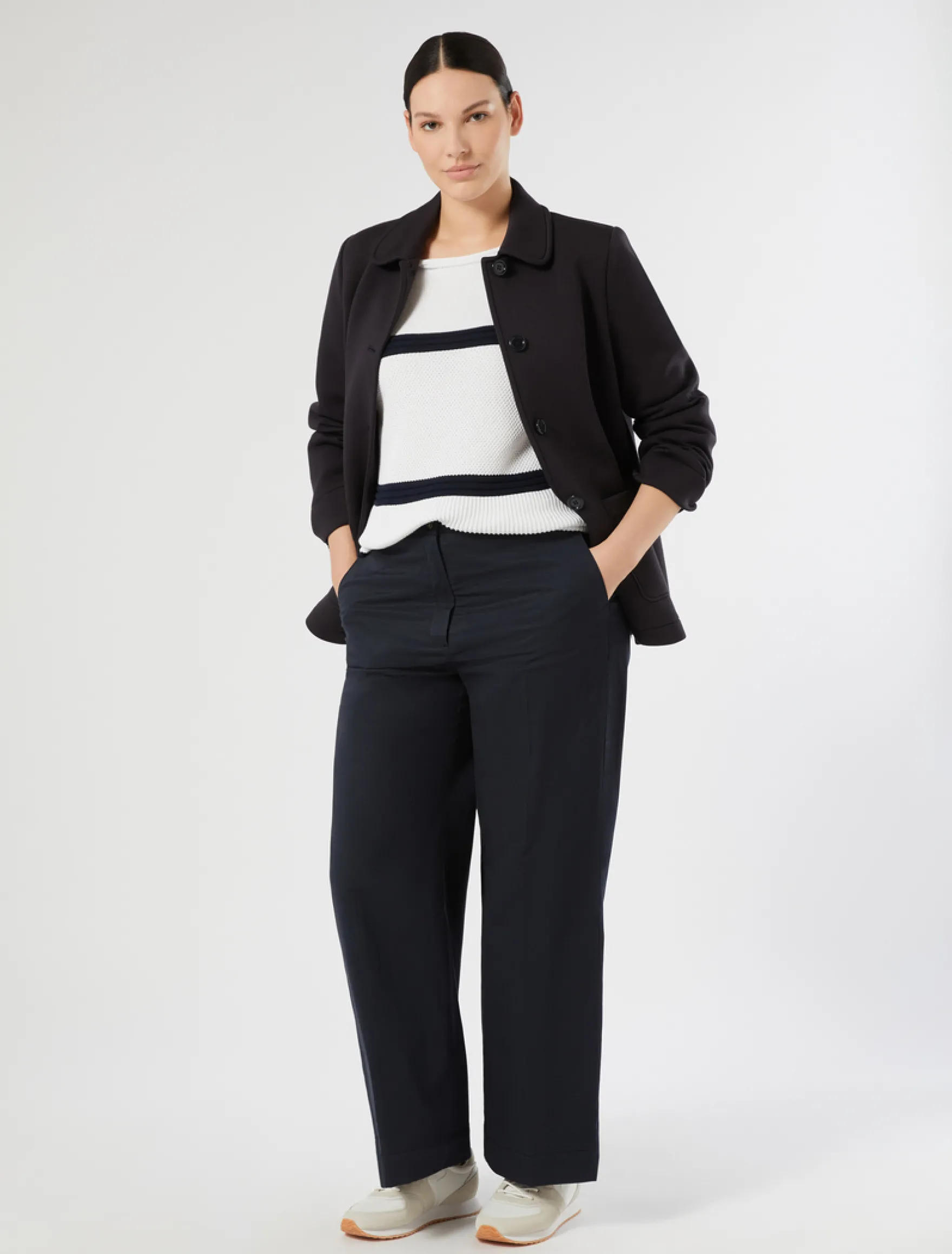 Pantaloni in gabardina di cotone - BLU NOTTE