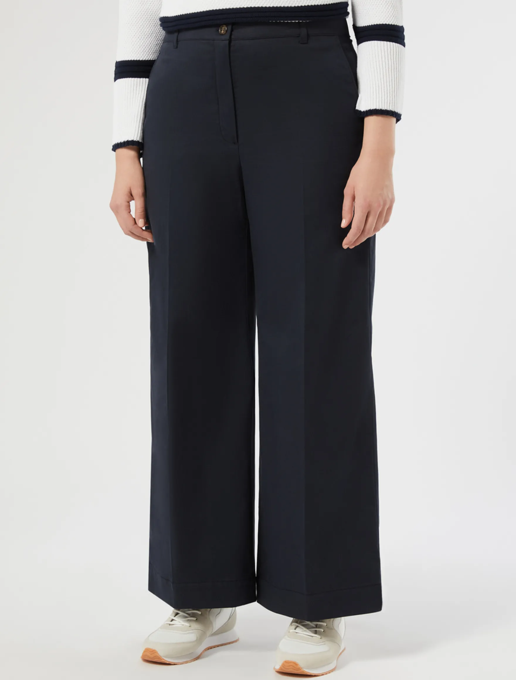 Pantaloni in gabardina di cotone - BLU NOTTE