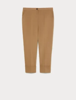 Pantaloni in gabardina di cotone - MARRONE BEIGE