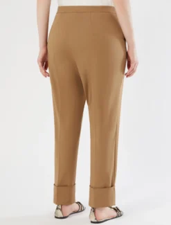 Pantaloni in gabardina di cotone - MARRONE BEIGE
