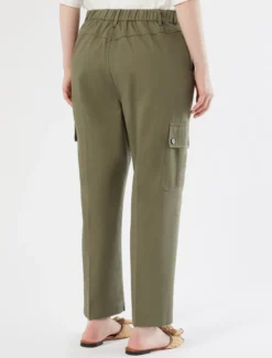 Pantaloni in gabardina di cotone - VERDE OLIVA