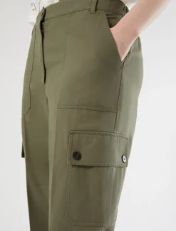 Pantaloni in gabardina di cotone - VERDE OLIVA