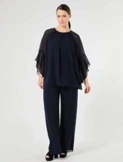Pantaloni in georgette - BLU NOTTE