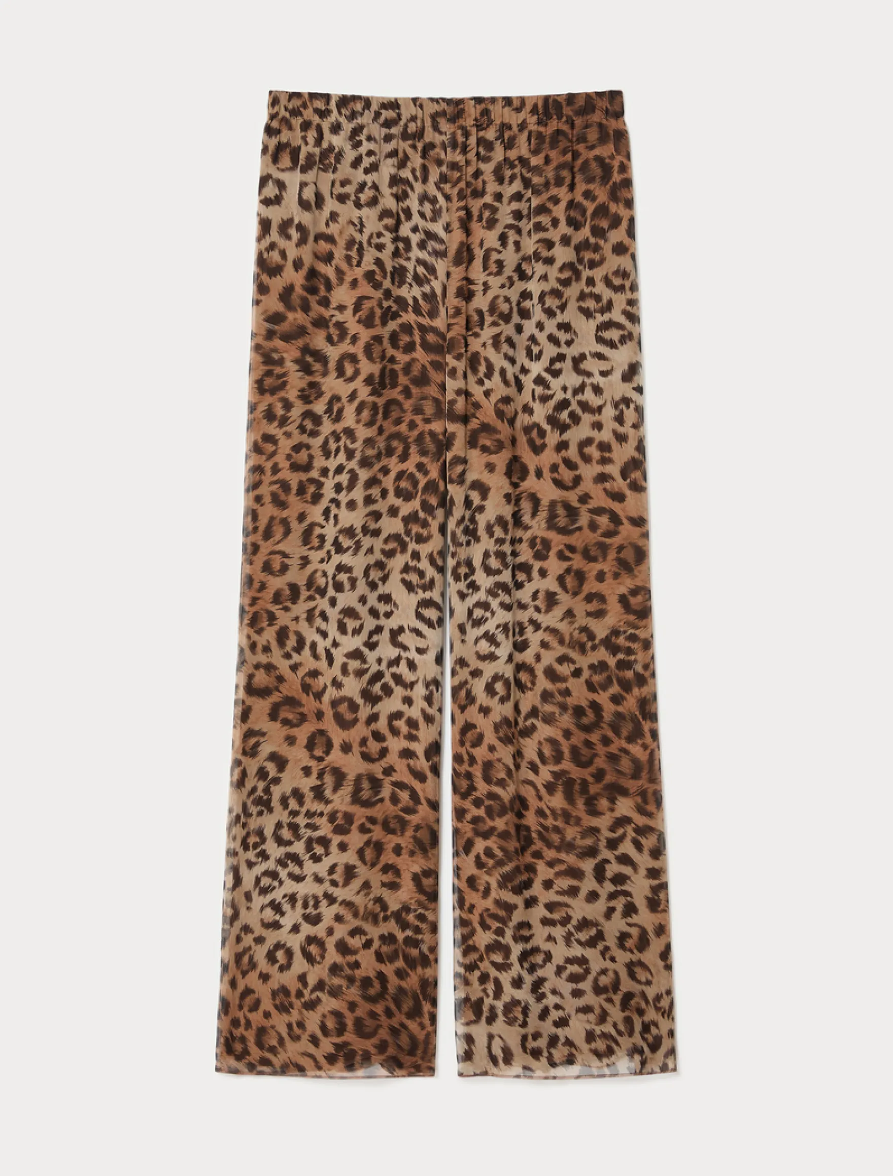 Pantaloni in georgette di seta - MARRONE
