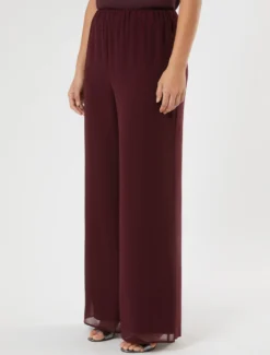 Pantaloni in georgette - ROSSO VIOLA