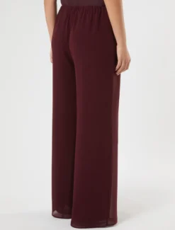 Pantaloni in georgette - ROSSO VIOLA