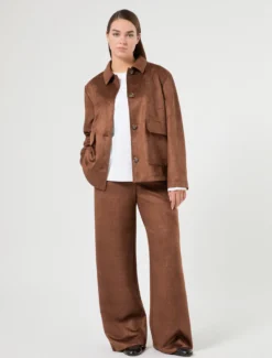 Pantaloni in jersey dal finish vellutato - CUOIO