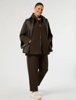 Pantaloni in jersey double - MARRONE SCURO