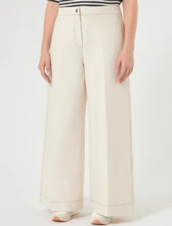 Pantaloni in jersey effetto denim - AVORIO