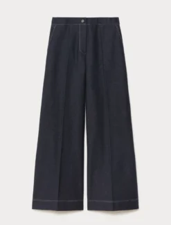Pantaloni in jersey effetto denim - BLU NOTTE