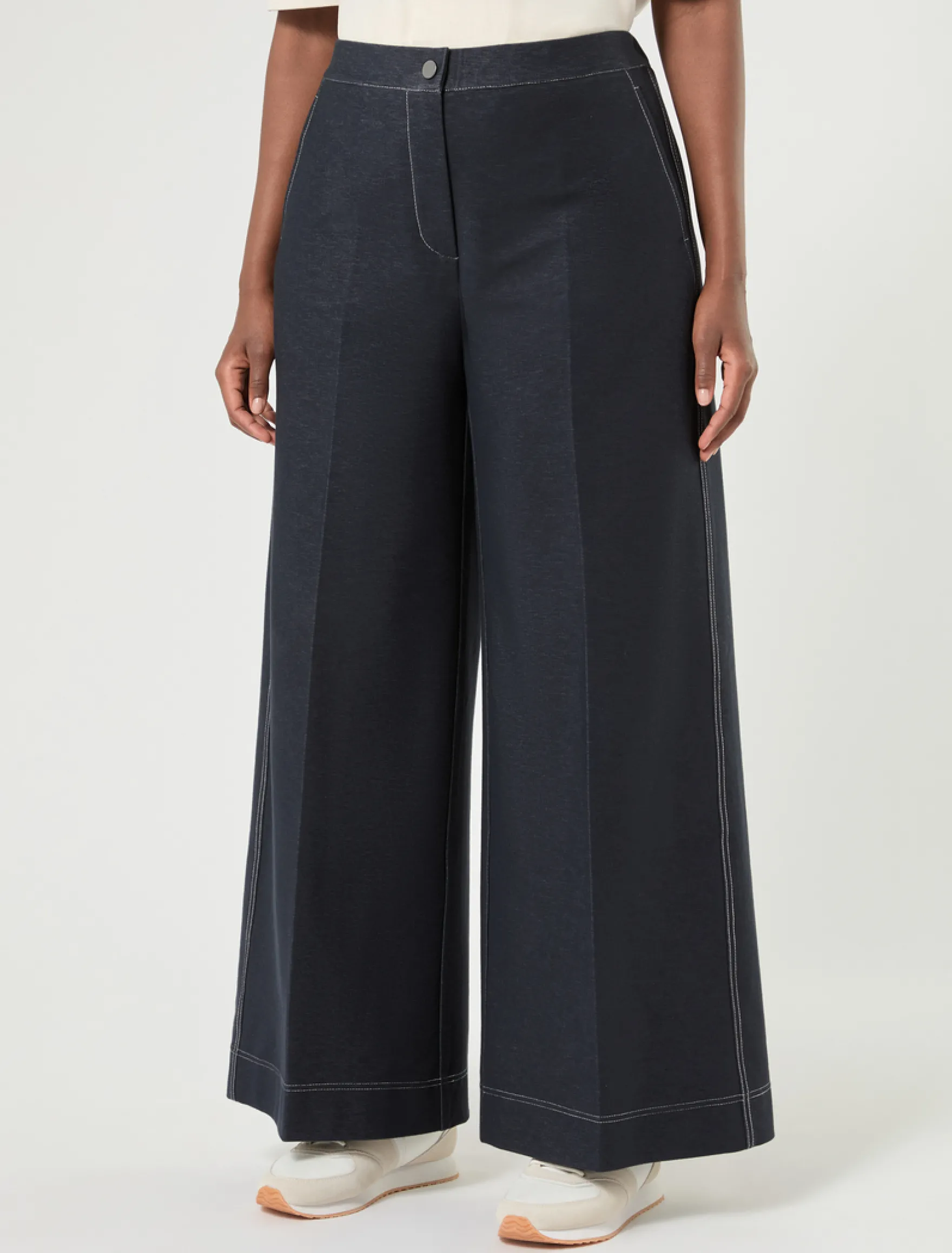 Pantaloni in jersey effetto denim - BLU NOTTE